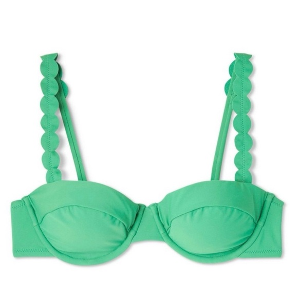 Rhode Bikini 2 Pc Bikini Demitasse Green Scalloped Summer Size Large 12-14 NWT - Picture 13 of 15